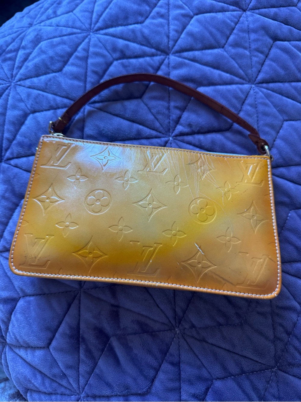 Louis Vuitton Orange Monogram Vernis Wristlet Pochette - Picture 5 of 11